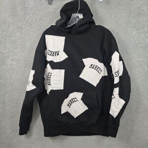 Market Black PATCHED Hoodie Size Medium